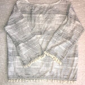 Blu Clover Pom Pom Tassel Blouse Medium